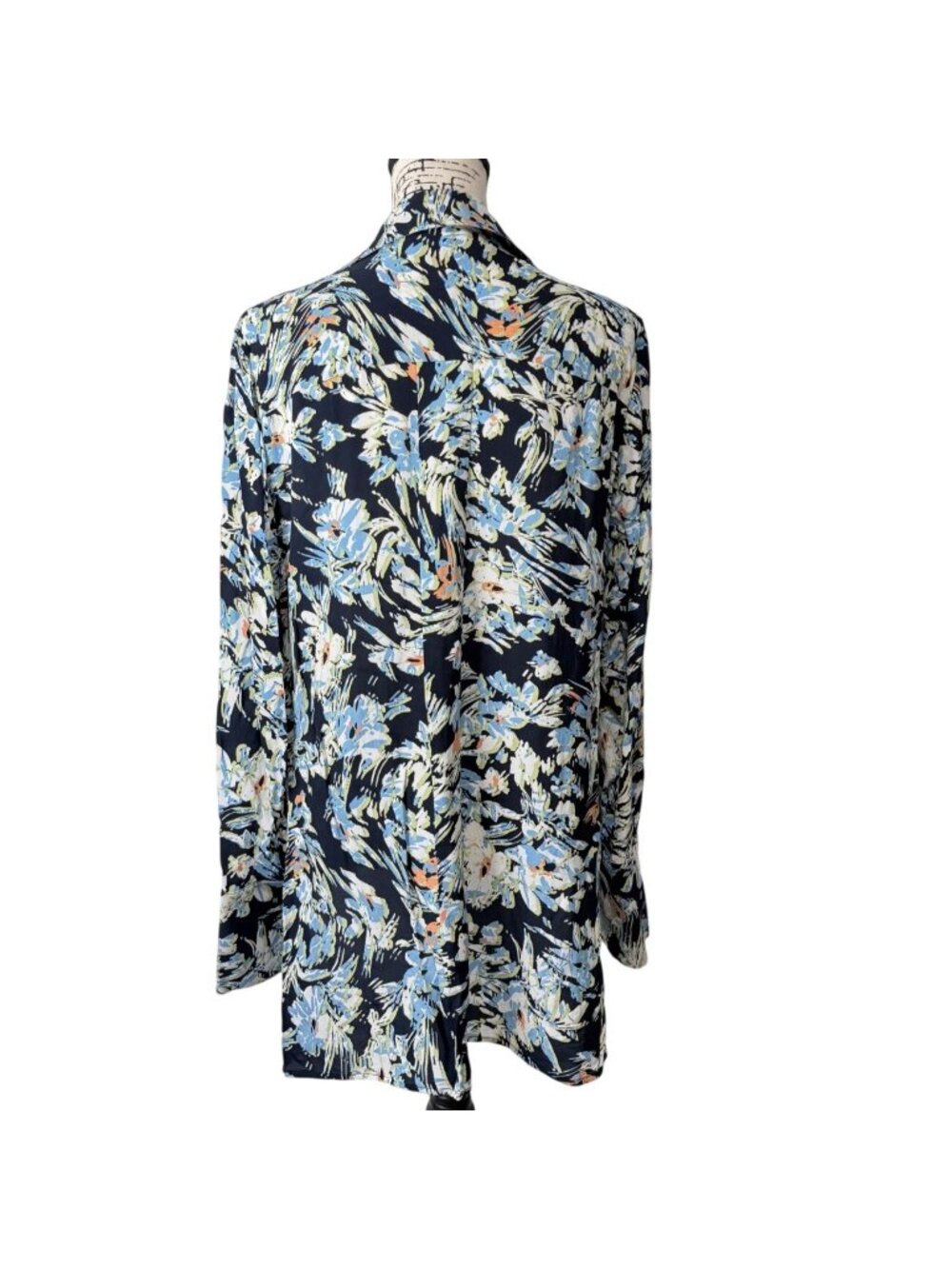 Reiss Womens Size 10 Laura Floral Print Shirt Navy Button-Up Long Sleeves USA - Picture 4 of 8